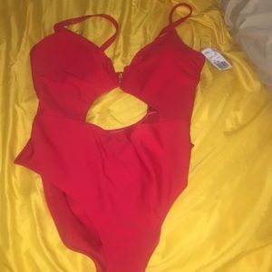 Red cut out one piece bathing suit...new